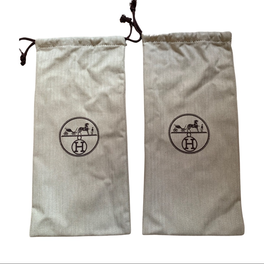 Authentic Hermes twill cotton shoe bags - set of 2